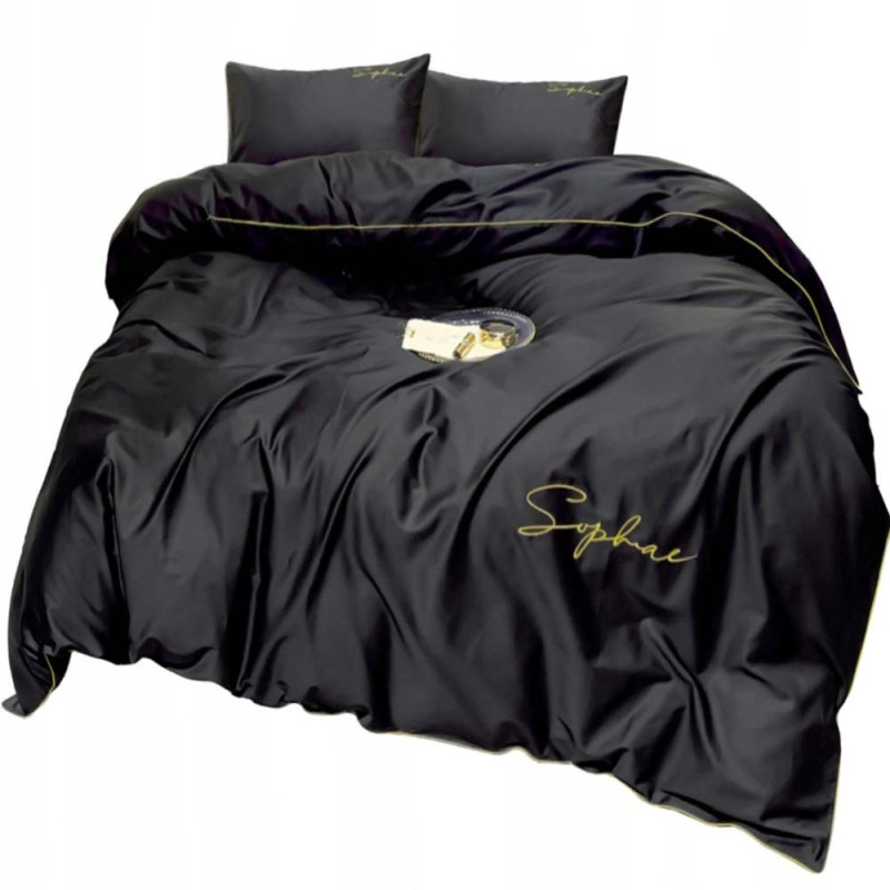 Pościel haftowana 160x200 mikrofibra Cotton World komplet 3 części 2605 czarna