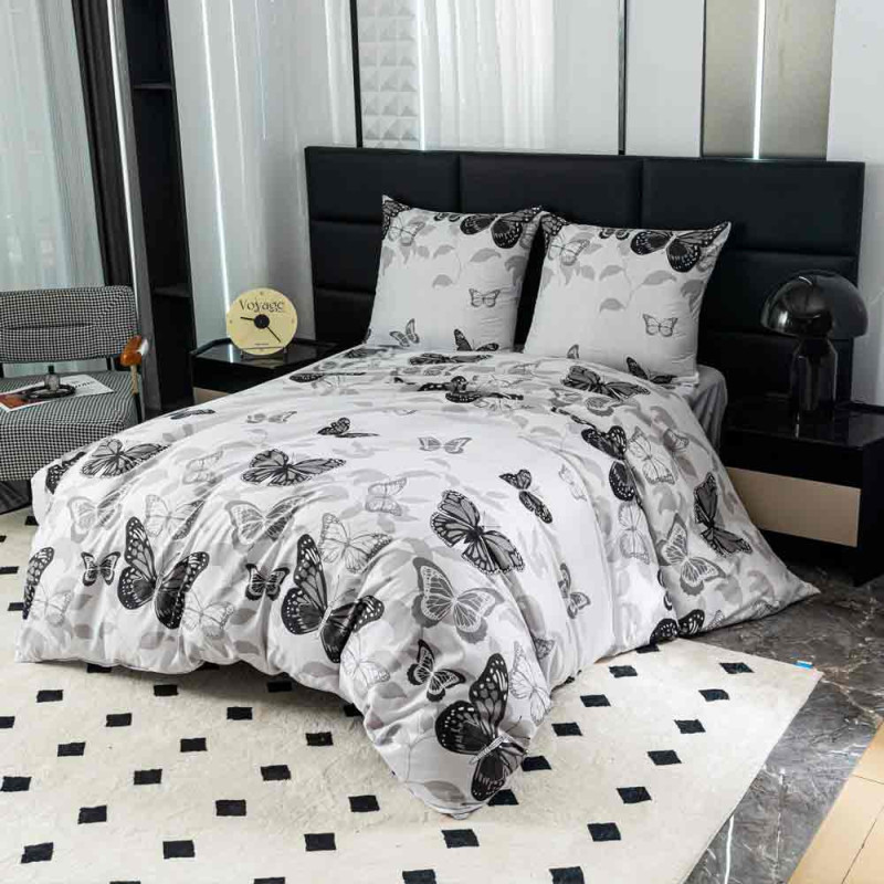 Pościel 160x200 mikrofibra Cotton World gruba komplet 3 części 2779 motyle