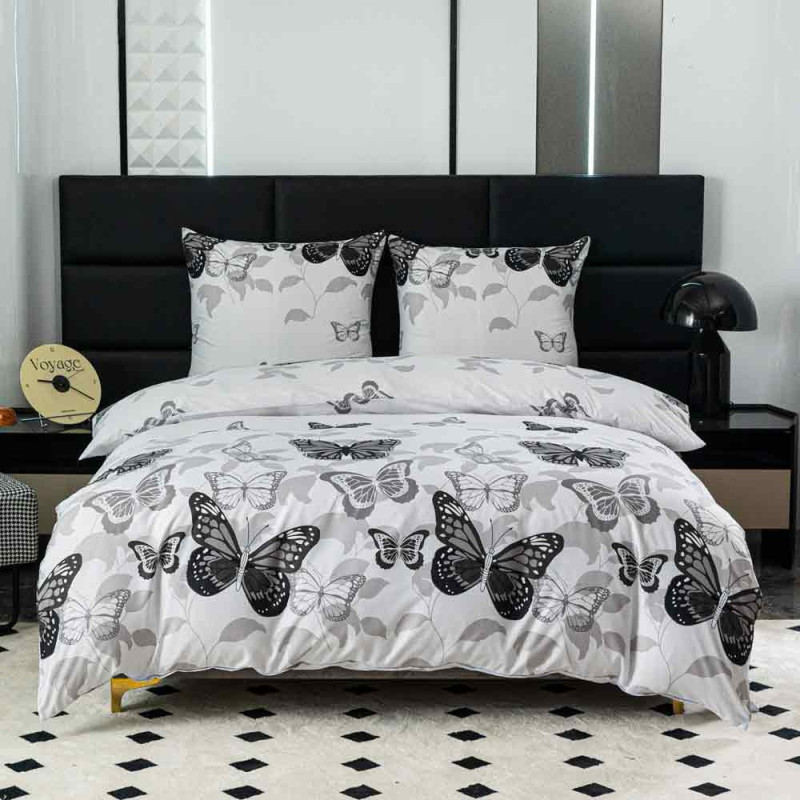 Pościel 160x200 mikrofibra Cotton World gruba komplet 3 części 2779 motyle