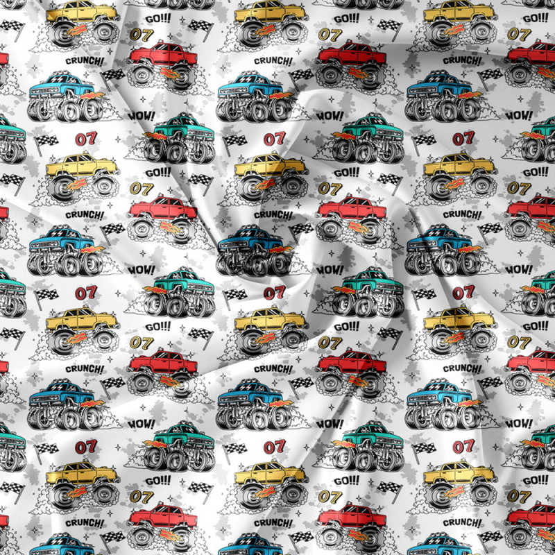 Pościel dla chłopca 160x200 bawełna satynowa Cotton World gruba 3 części 2510 monster truck