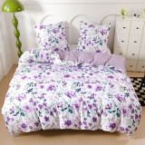 Pościel 160x200 bawełna satynowa dwustronna GierekHoff gruba 3 części GH 3013 fioletowa w kwiaty