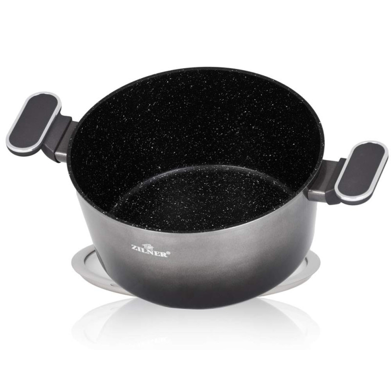 Zestaw garnków marmurkowych z przyborami 10 elementowy Gray Black Kiwi Zilner ZL 8595