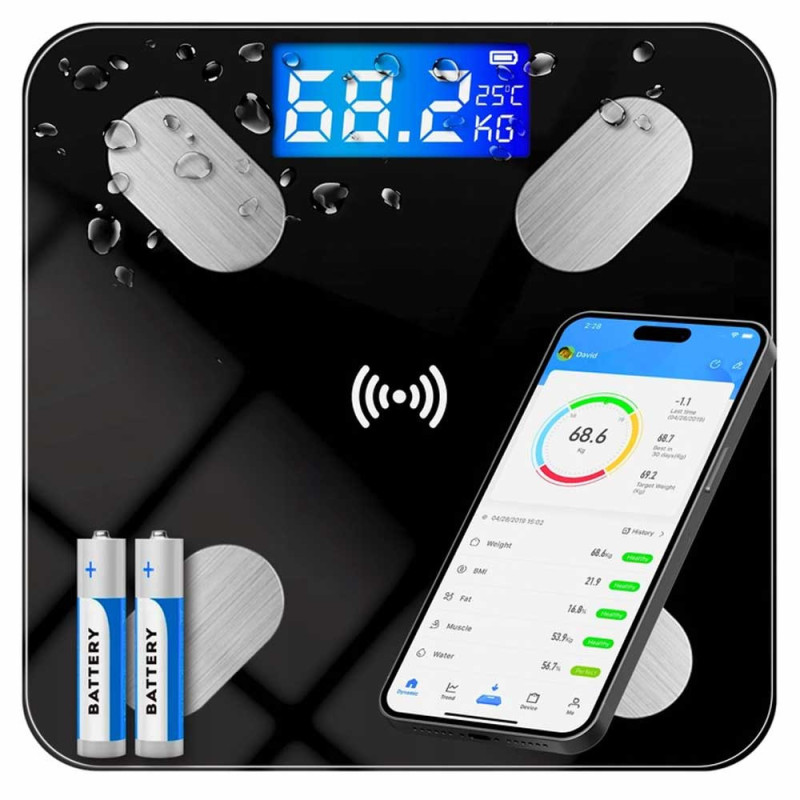 Waga łazienkowa bluetooth z aplikacją na telefon waga analityczna do 180 kg Krisberg KR 3403