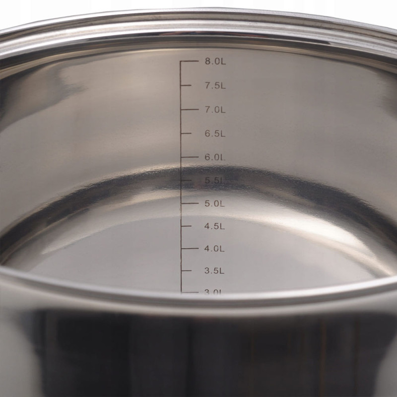Garnek stalowy 8.5 L z pokrywką 24 cm duży gar nierdzewny Kamille 5403 indukcja gaz
