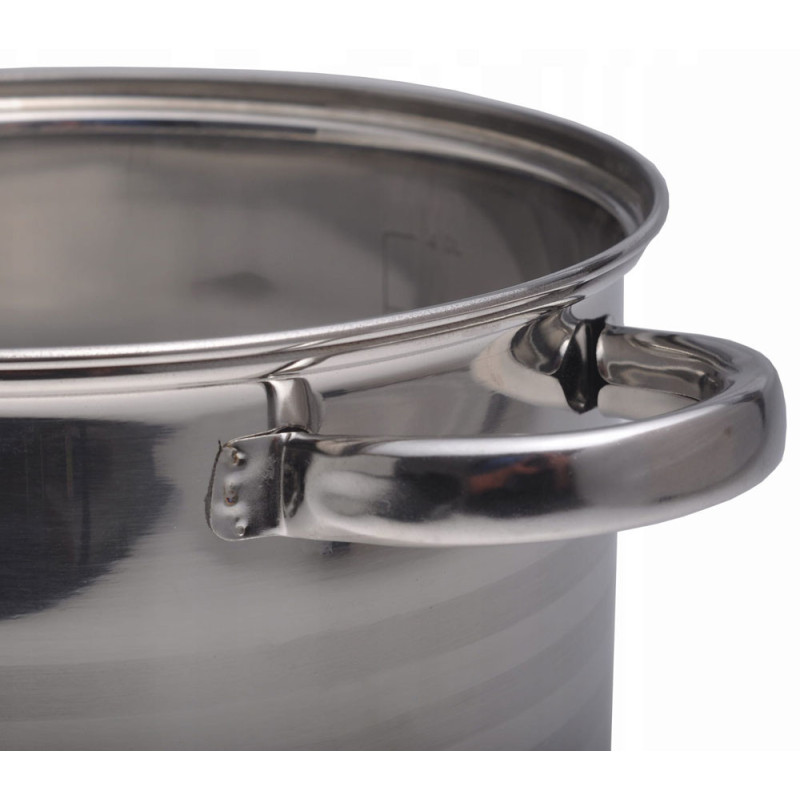 Garnek stalowy 15.5 L z pokrywką 30 cm kociołek nierdzewny Kamille 5406 indukcja gaz