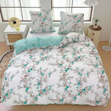 Pościel 140x200 bawełna satynowa dwustronna  GierekHoff gruba 2 części GH 3021 zielone róże