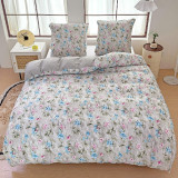 Pościel 140x200 bawełna satynowa dwustronna  GierekHoff gruba 2 części GH 3023 kwiatki na szarym tle