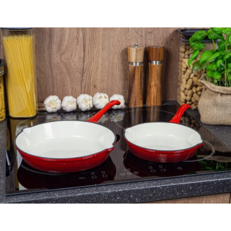 Patelnia ŻELIWNA emaliowana głęboka KingHoff KH 2262 ciężka 25 cm na indukcję