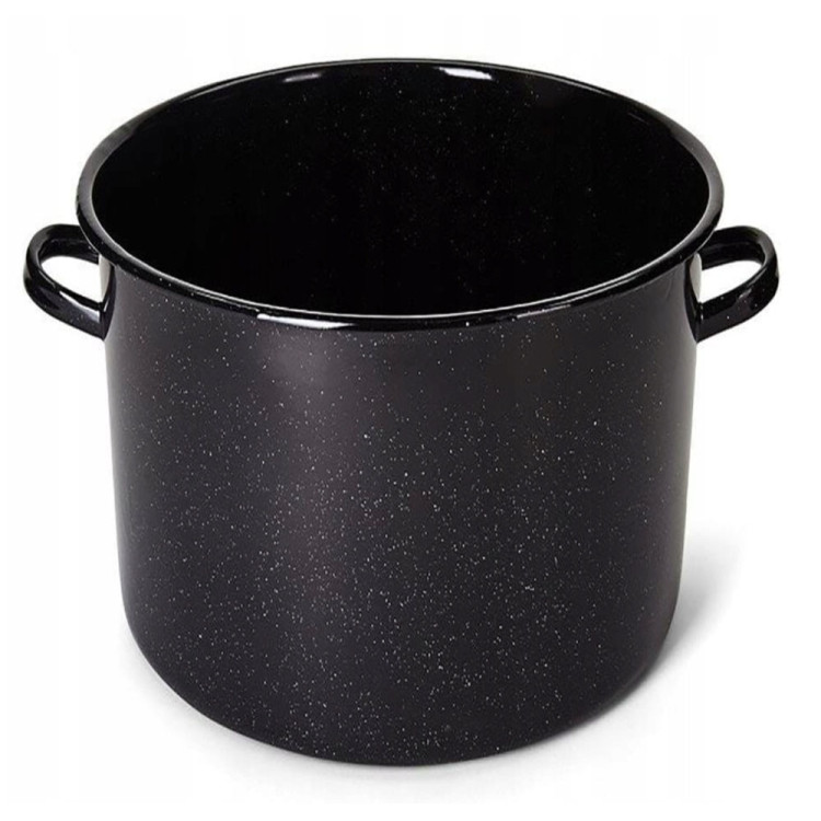 Garnek emaliowany czarny 30 L prosty duży kociołek z pokrywką 36 cm Florina 0G 5512 indukcja gaz