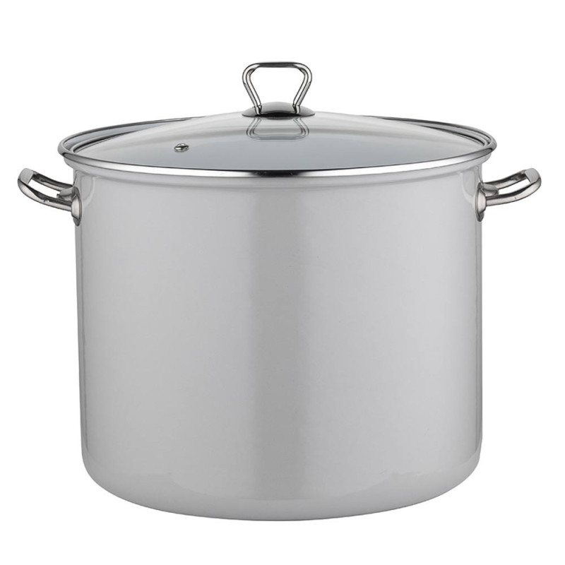 Garnek emaliowany szary 14 L prosty duży kociołek z pokrywką 28 cm Florina 0G 9657 indukcja gaz