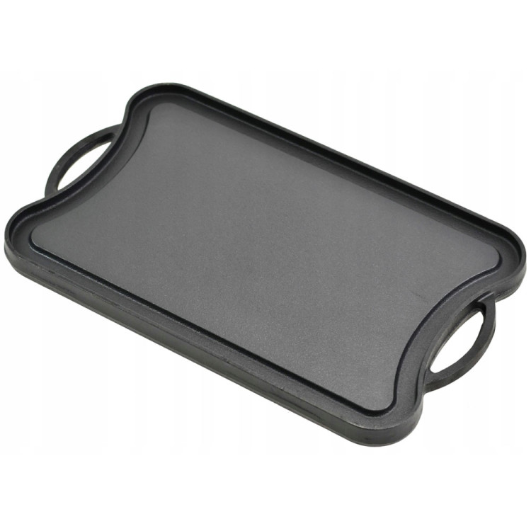Płyta żeliwna grillowa duża na ognisko 51x26x2.5 cm Krisberg KR 2710 dwustronna patelnia na ruszt