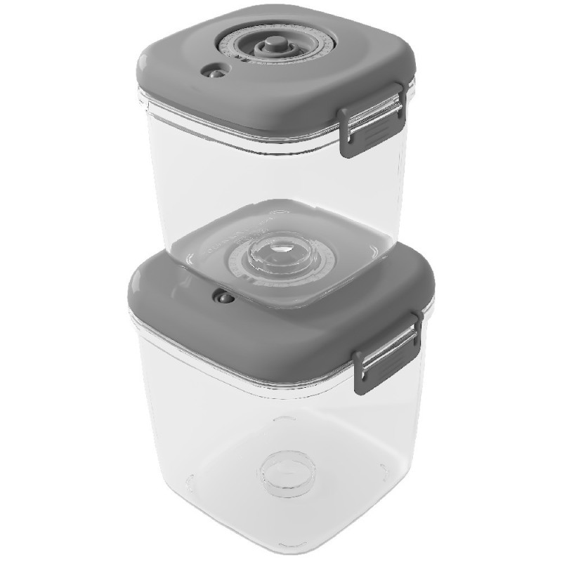 Pojemniki próżniowe na żywność MG Home Clever 650/1350/2500 ml w zestawie z pompką szare