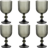 Kielich do wody szklanki ryflowane Florina Vacanza Grey 370 ml szklane zestaw 6 sztuk