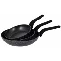 Patelnie aluminiowe z powłoką marmurkową 20/24/28 cm zestaw 3 sztuk czarne Kinghoff KH 7438