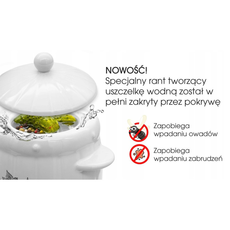 Beczka kamionkowa 3 litry hermetyczna do kiszenia ogórków kapusty biała Bella Fiore 41631