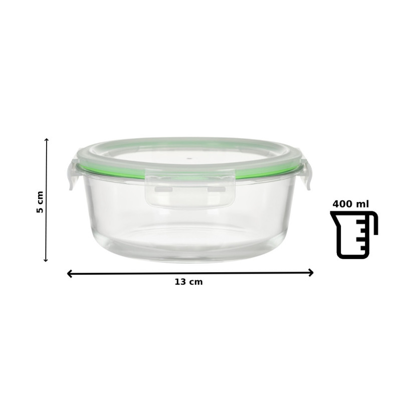 Pojemniki szklane okrągłe lunchbox GierekHoff Corio GH 1101 zestaw 3 sztuki żaroodporne hermetyczne  1200/950/400 ml