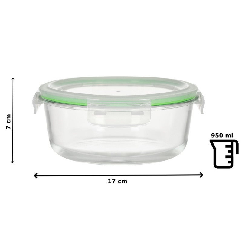 Pojemniki szklane okrągłe lunchbox GierekHoff Corio GH 1101 zestaw 3 sztuki żaroodporne hermetyczne  1200/950/400 ml