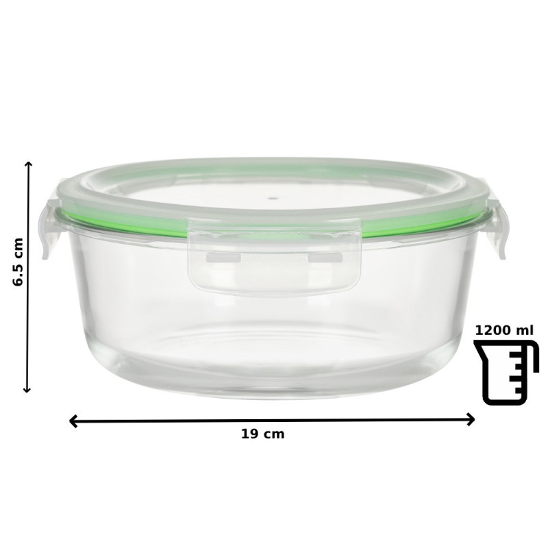 Pojemniki szklane okrągłe lunchbox GierekHoff Corio GH 1101 zestaw 3 sztuki żaroodporne hermetyczne  1200/950/400 ml