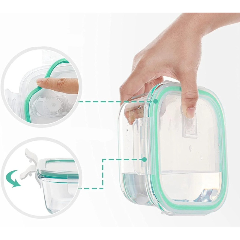 Pojemniki szklane kwadratowe lunchbox GierekHoff Corio GH 1102 zestaw 3 sztuki żaroodporne hermetyczne  1200/800/320 ml