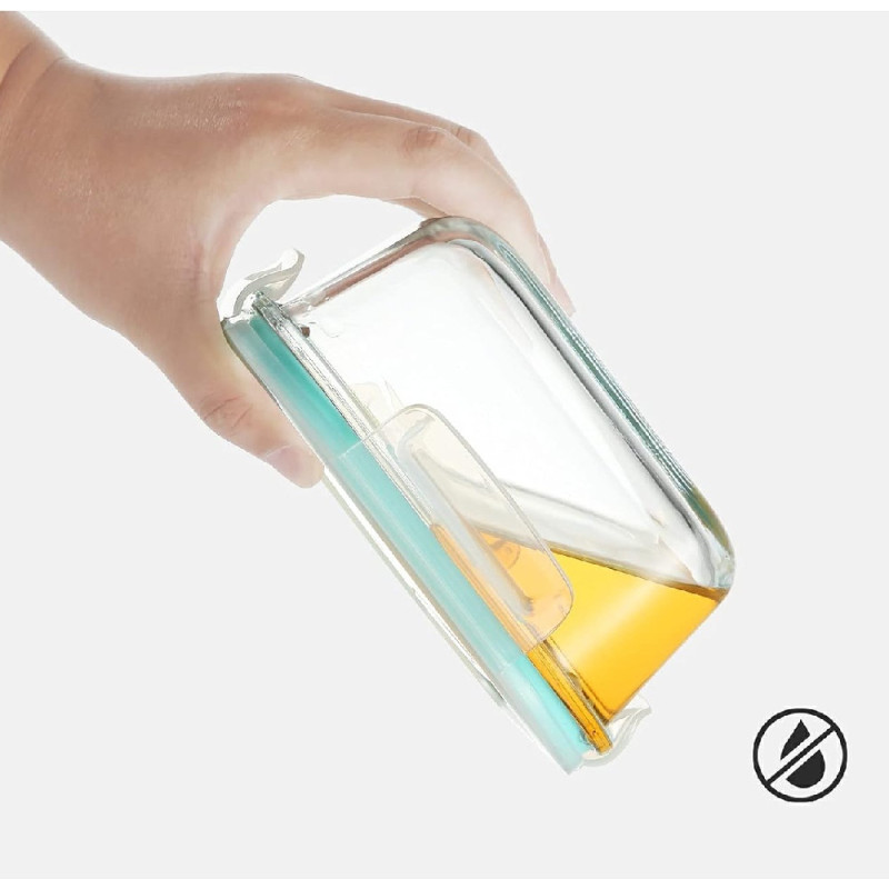 Pojemniki szklane kwadratowe lunchbox GierekHoff Corio GH 1102 zestaw 3 sztuki żaroodporne hermetyczne  1200/800/320 ml