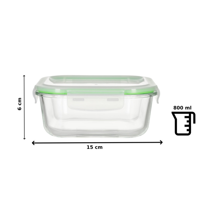 Pojemniki szklane kwadratowe lunchbox GierekHoff Corio GH 1102 zestaw 3 sztuki żaroodporne hermetyczne  1200/800/320 ml