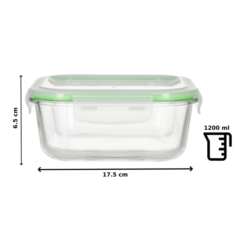 Pojemniki szklane kwadratowe lunchbox GierekHoff Corio GH 1102 zestaw 3 sztuki żaroodporne hermetyczne  1200/800/320 ml