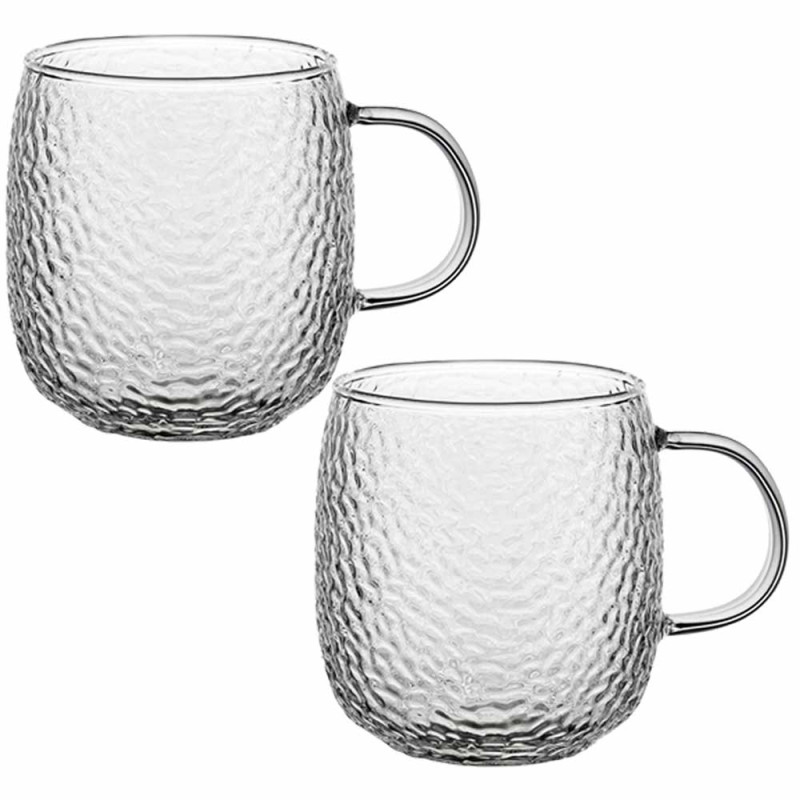 Szklanki z uchem Savia 380 ml do kawy latte komplet kuków szklanych 2 sztuki Florina  3K 1017