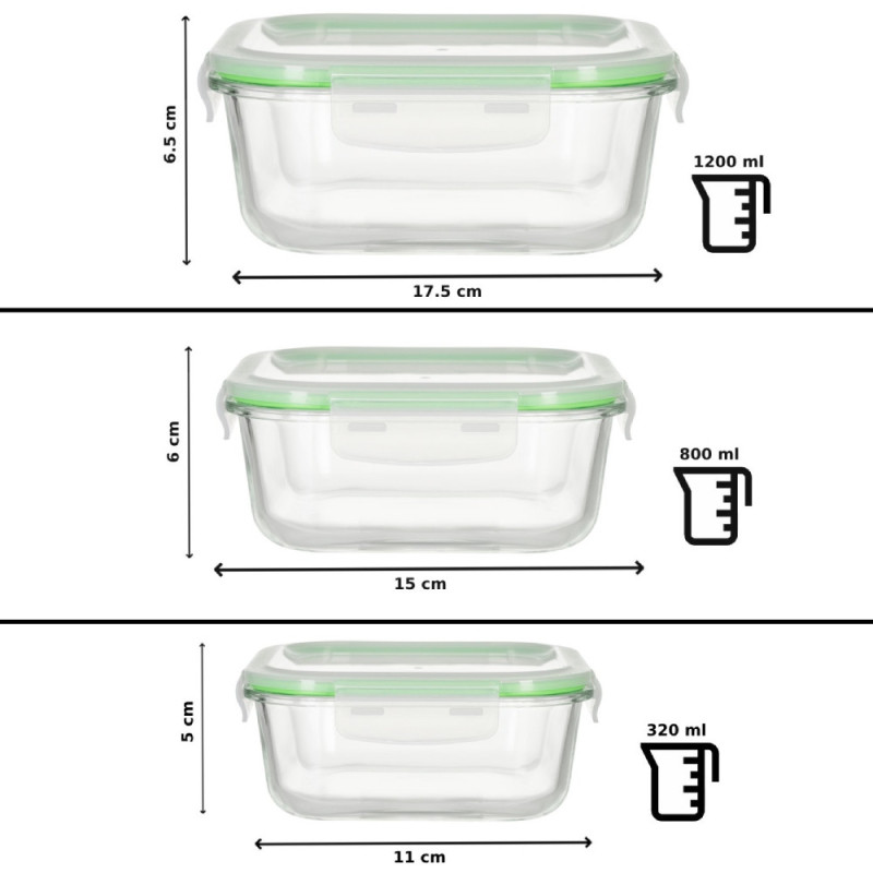 Pojemniki szklane zestaw 10 sztuk lunchbox GierekHoff Corio żaroodporne hermetyczne