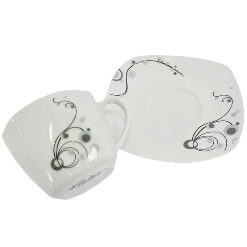 Serwis kawowy na 6 osób ceramiczny biały zestaw 12 el filiżanki 220 ml i spodki Violet VC431F