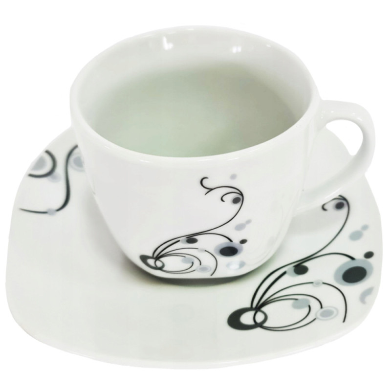 Serwis kawowy na 6 osób ceramiczny biały zestaw 12 el filiżanki 220 ml i spodki Violet VC431F