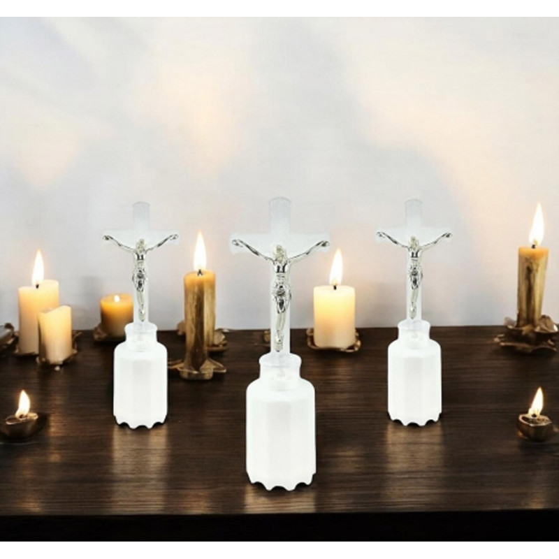 Wkład LED do znicza figurka krzyża  18 cm białe światło