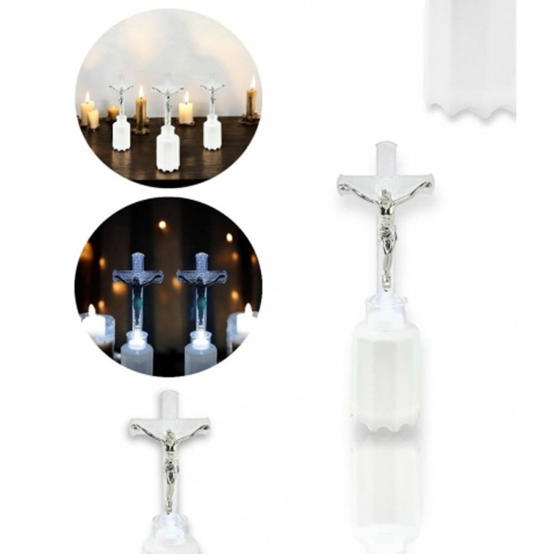 Wkład LED do znicza figurka krzyża  18 cm białe światło