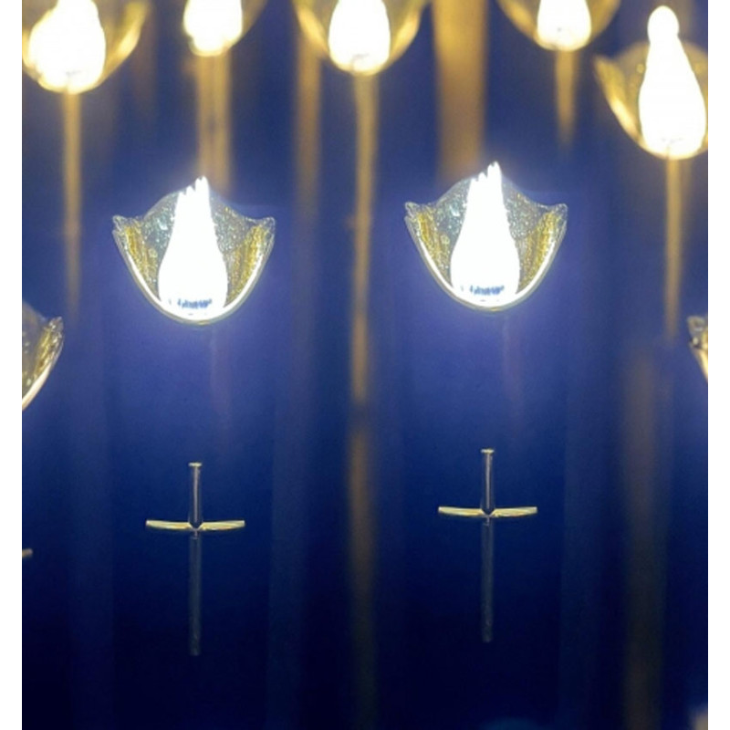 Wkład do znicza 15 cm świeczka czarna LED z krzyżem białe światło Cortina Rico baterie AA