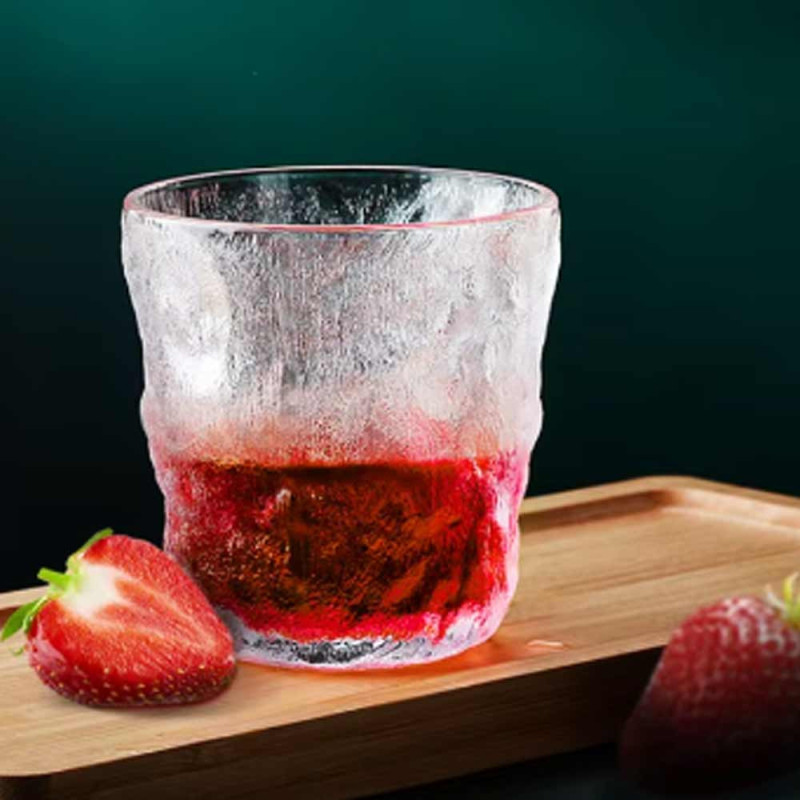 Szklanki z fakturą lodu 300ml do napojów soków drinków zestaw 6 szklanek MG Home Fumo
