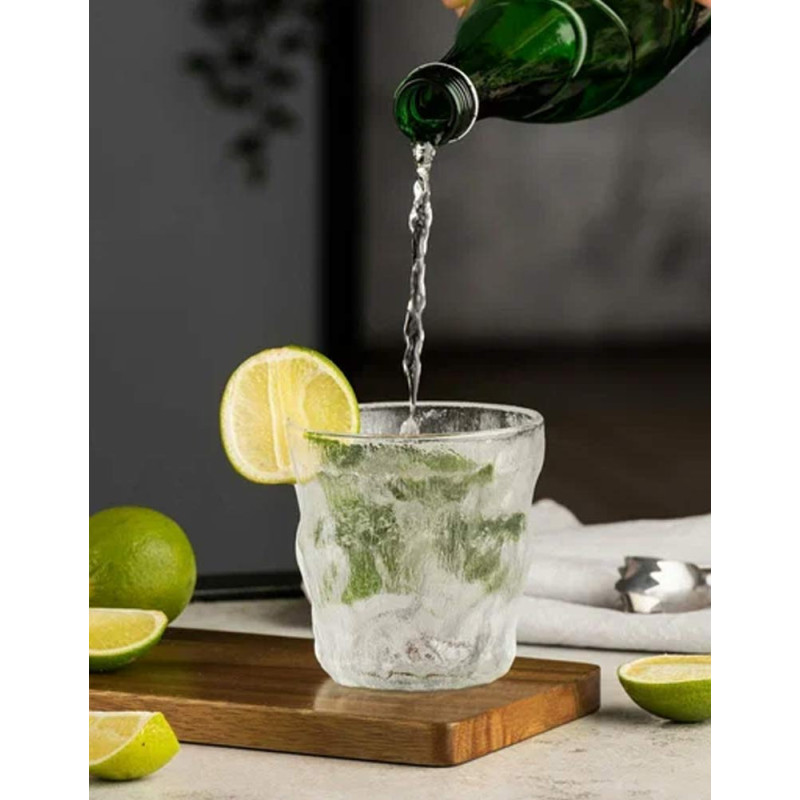 Szklanki z fakturą lodu 300ml do napojów soków drinków zestaw 6 szklanek MG Home Fumo