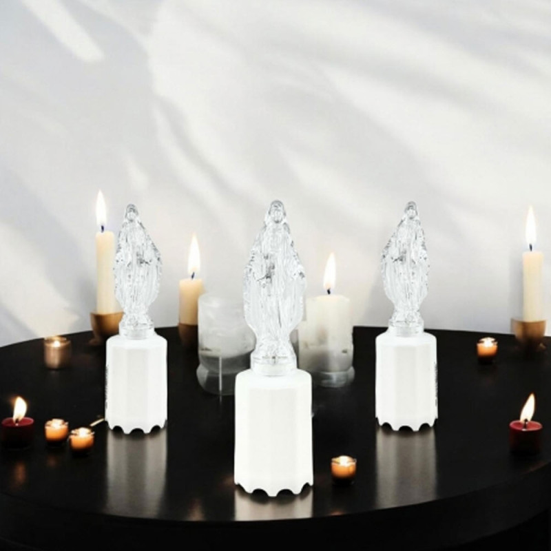 Wkład LED do znicza figurka Maryji  18 cm białe światło