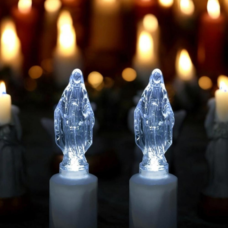 Wkład LED do znicza figurka Maryji  18 cm białe światło
