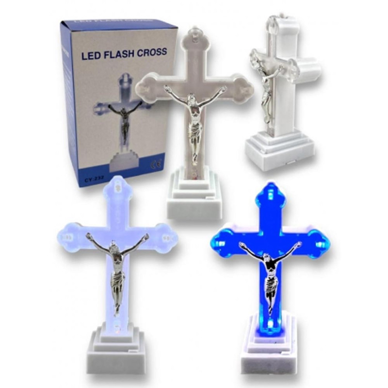 Wkład LED do znicza figurka krzyża 13x8 cm białe światło