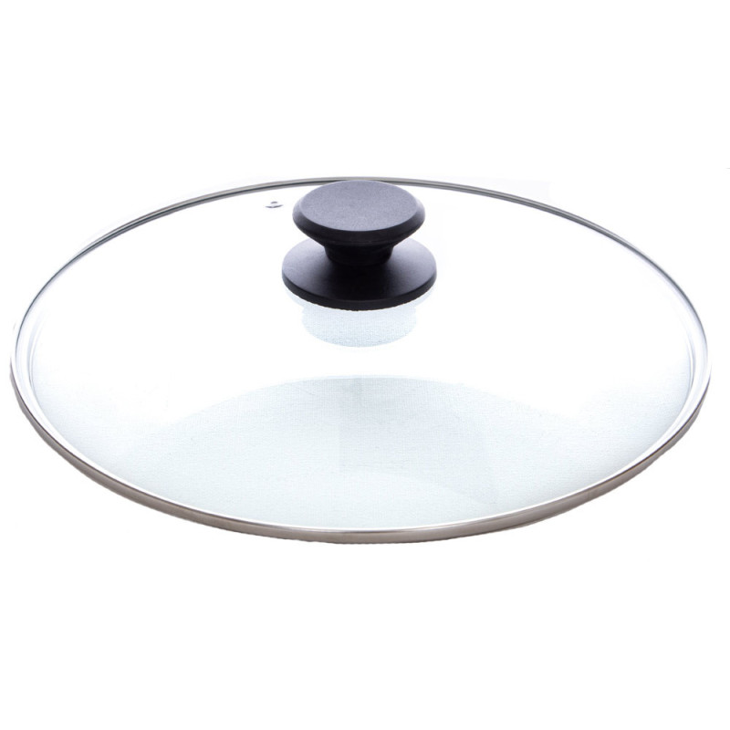 Wok z pokrywką 28 cm patelnia głęboka czarna nieprzywieralna powłoka MG Home