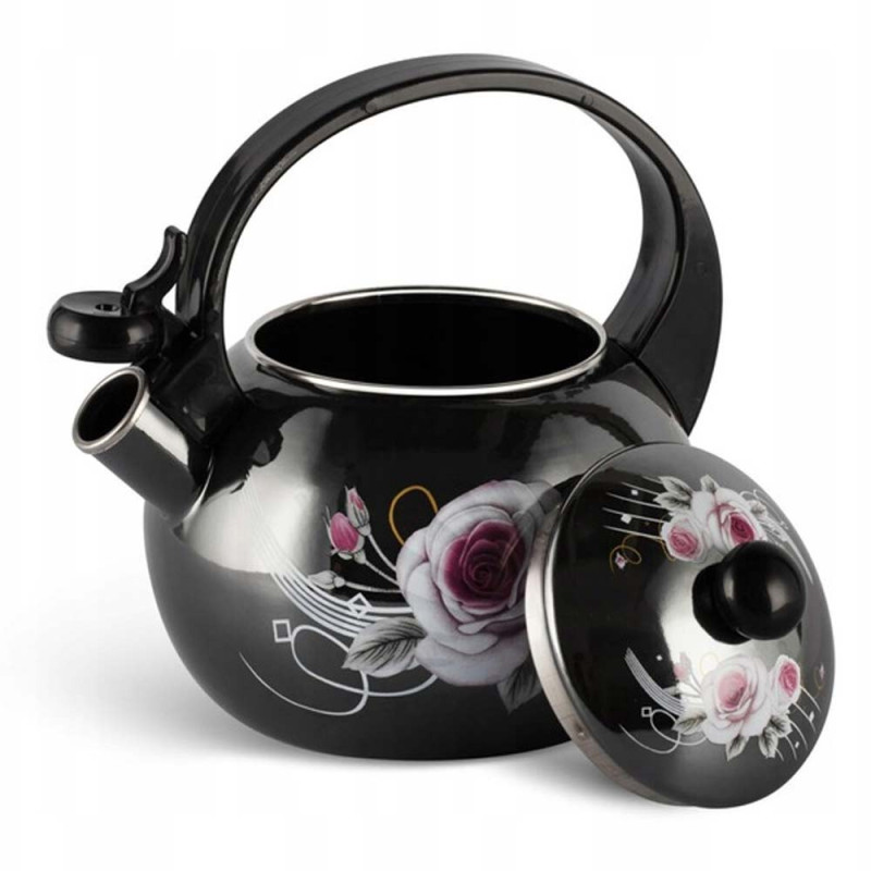 Czajnik tradycyjny emaliowany 2,2 L stalowy czary w kwiaty Masterpan MP 2502