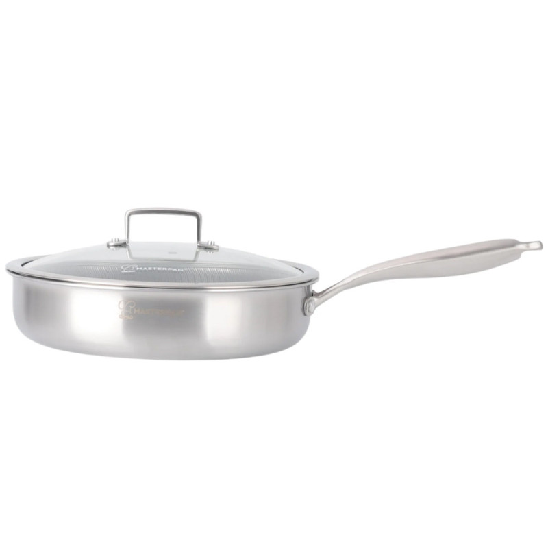 Patelnia stalowa głęboka 28 cm z pokrywką indukcja gaz Masterpan MP 2339