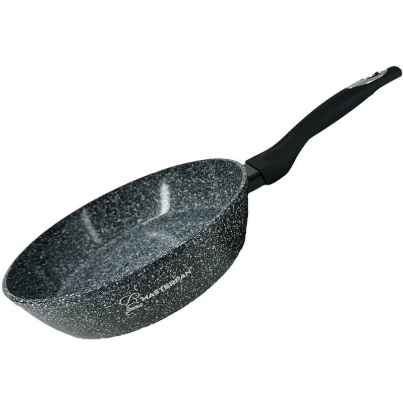 Patelnia głęboka duża szary marmurek 28 cm powłoka granitowa  Masterpan MP 2326