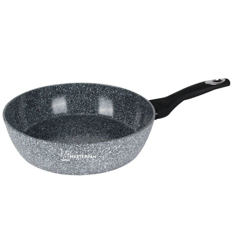 Patelnia głęboka duża szary marmurek 28 cm powłoka granitowa  Masterpan MP 2326