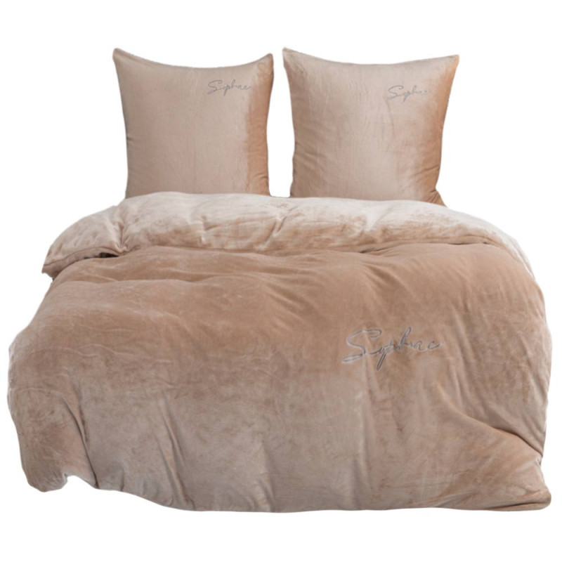 Pościel haftowana 160x200 mikrofibra "miś" Cotton World gruba 3 części 2877 beżowe