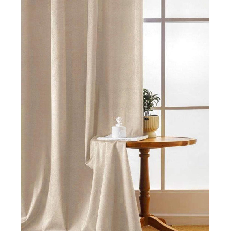 Zasłony zaciemniające na przelotkach Cotton World Velvet welur 140x250 cm latte