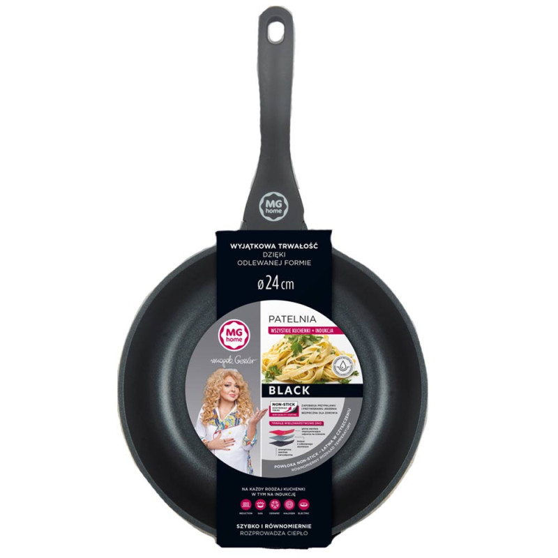 Zestaw 2 patelnie 24/28 cm aluminiowe BLACK MG Home na indukcję gaz