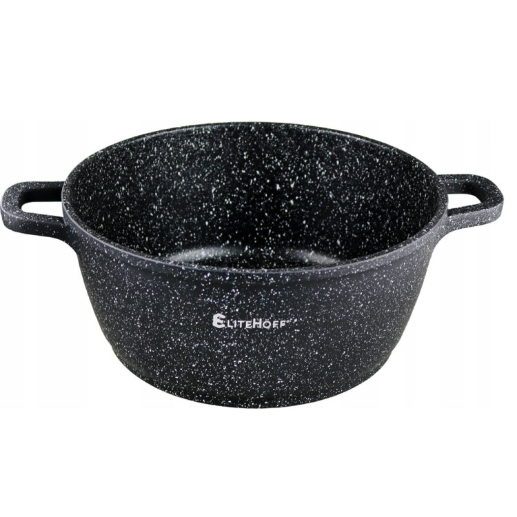Garnki marmurowe zestaw 4 garnków granitowych indukcyjnych z pokrywkami Elitehoff  E 7058