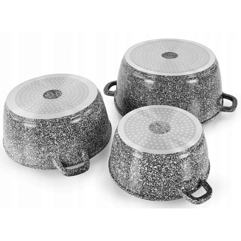 Garnki marmurowe szare 20/24/28 cm zestaw 6 elementowy  Elitehoff E 7052 indukcja gaz
