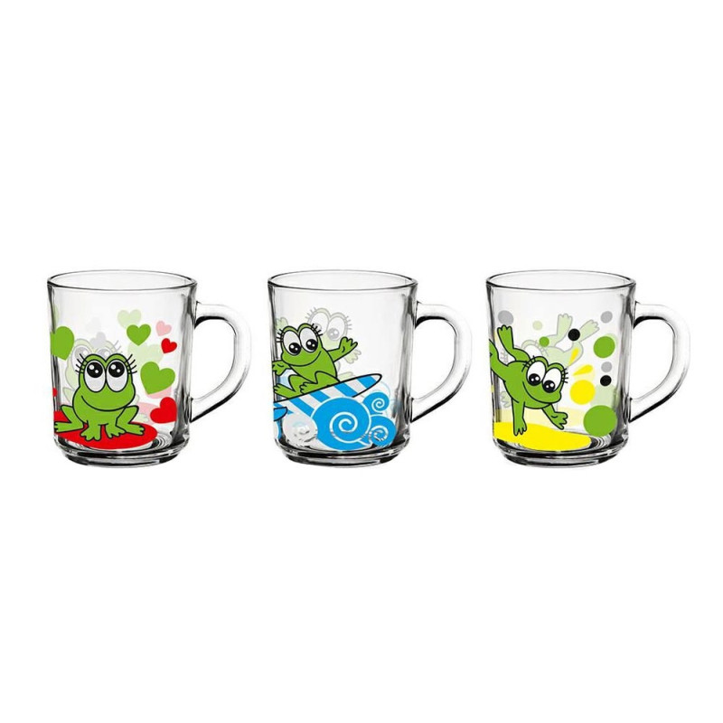 Kubek szklany dla dziecka 220 ml małe szklaneczki Szymek zestaw 3 sztuk Żabki Glasmark