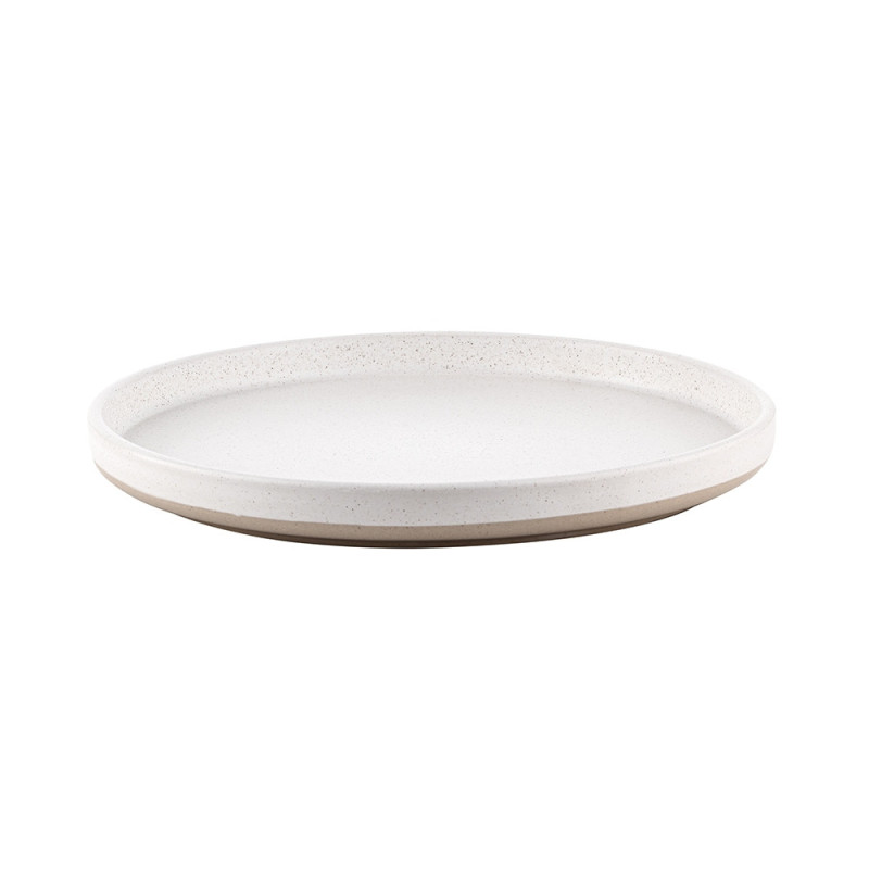 Serwis obiadowy porcelanowy Florina Lila 18 elementów zestaw talerzy dla 6 osób kremowy nakrapiany